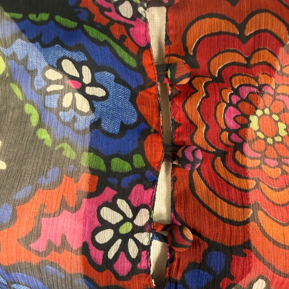 Desigual Floral Sheer Blouse Womens Size M Multicolor Chiffon Boho Graphic Art - Picture 4 of 13